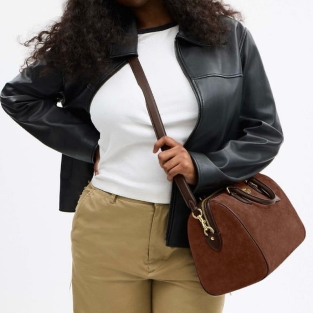 Coach Rowan Large Satchel Bag in Suede - Picture 11 of 15